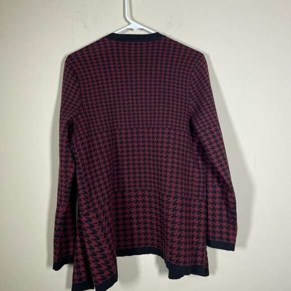 dennis basso Women's Red Black Open Cardigan Sweater M Cotton Blend! - Picture 5 of 5